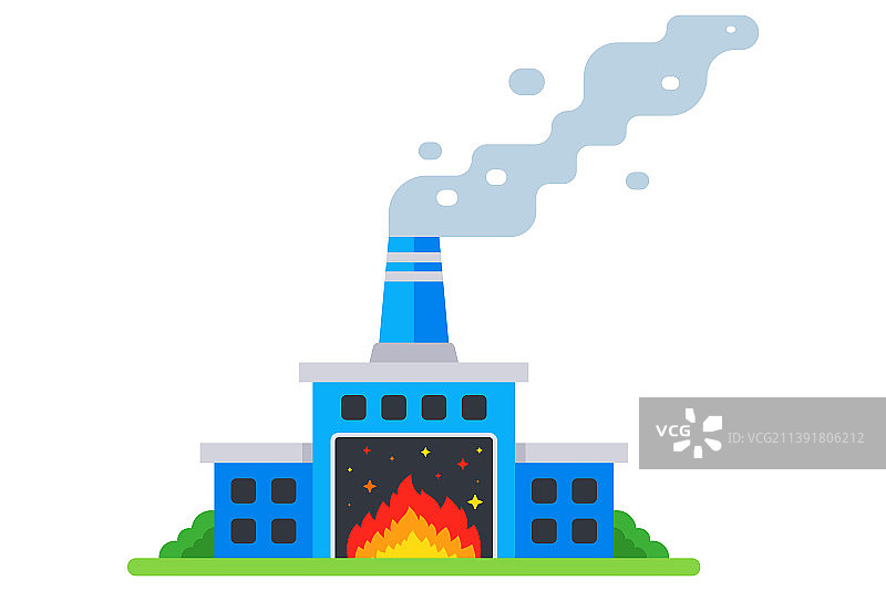 带烟囱的大型工厂冒着烟图片素材