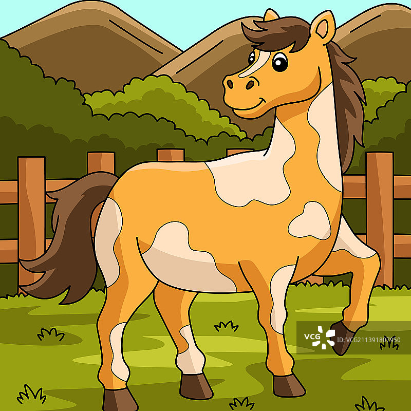 彩色卡通动物马图片素材