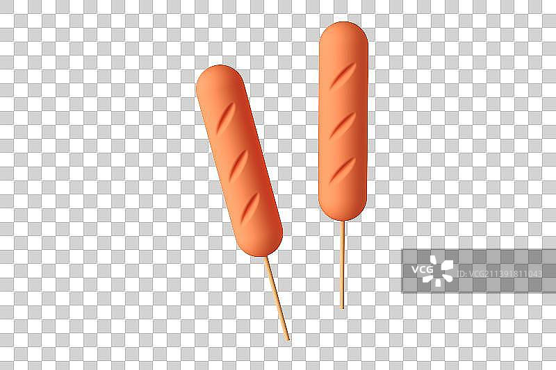 烤香肠美食三维插画图片素材