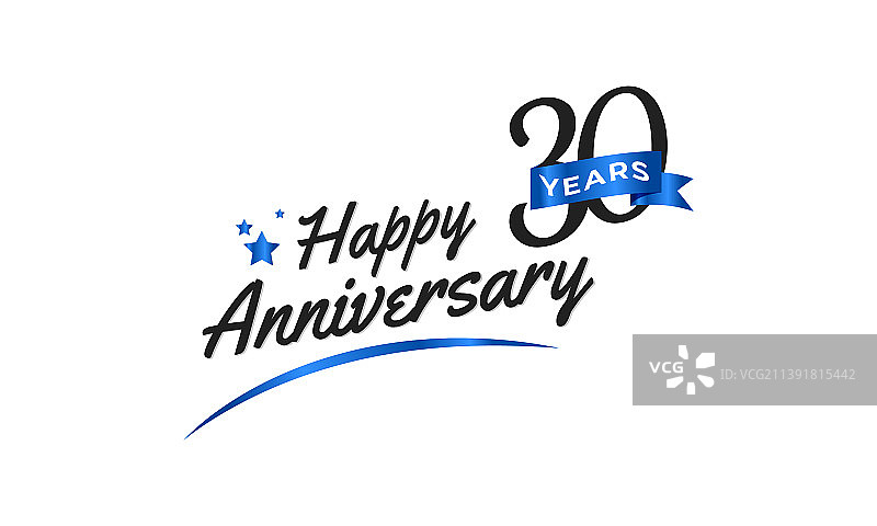 具有蓝色弧线的30周年庆典图片素材