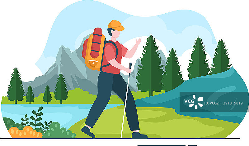 攀岩徒步主题探险之旅图片素材