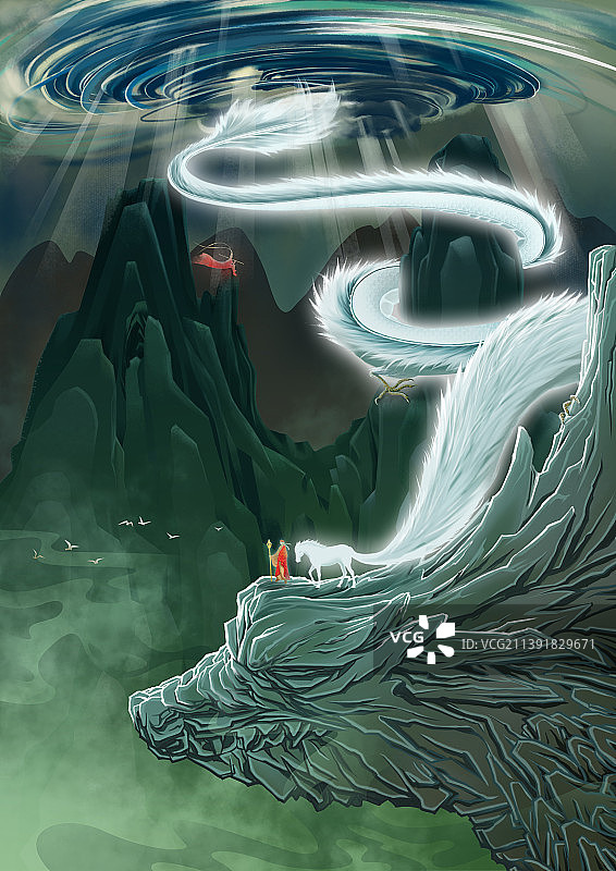 白龙马插画电影海报图片素材