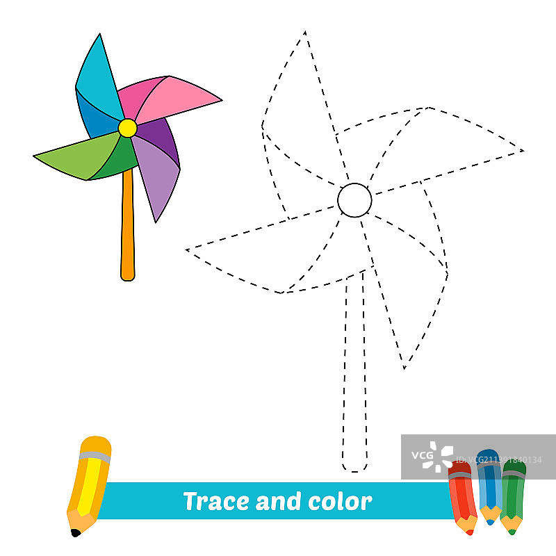 儿童纸风车描线稿图片素材