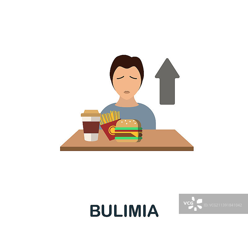 贪食症扁平图标彩色元素符号图片素材