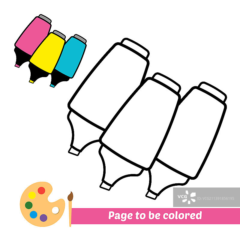 儿童涂色书：荧光笔图片素材