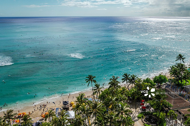 夏威夷海滩高视角景观图片素材