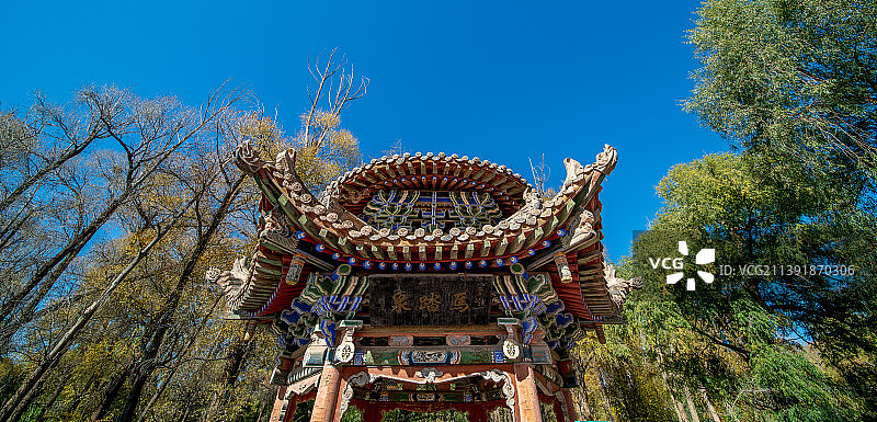 甘肃省金昌市永昌县北海子湿地，北武当山风光图片素材