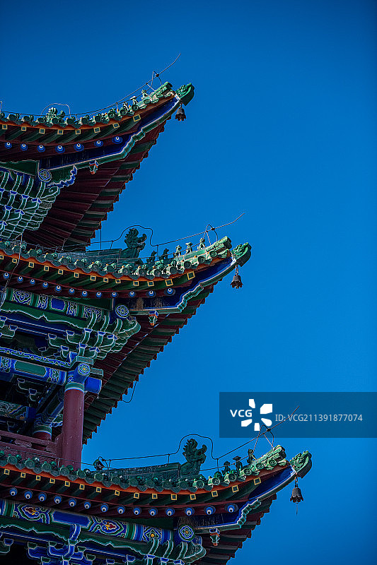 甘肃省金昌市永昌县明代钟鼓楼，是河西走廊重要的古建筑之一图片素材