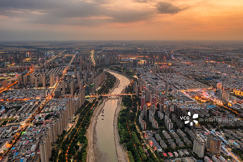 亚洲中国河南省漯河市城市风光航拍视角图片素材