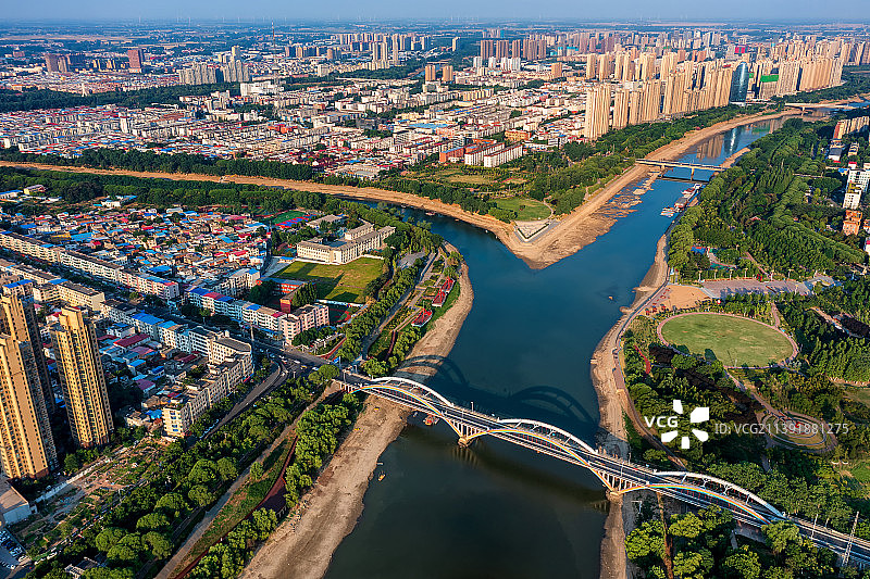 亚洲中国河南省漯河市城市风光航拍视角图片素材