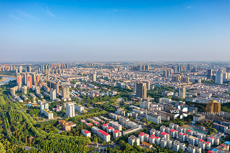 亚洲中国河南省漯河市城市风光航拍视角图片素材