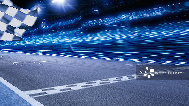 F1赛道运动模糊速度特效方格旗图片素材