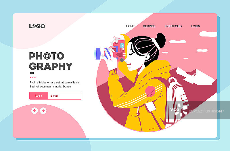 女性拍照着陆页模板图片素材