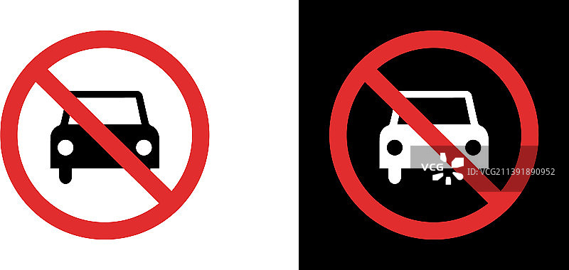 限制驾驶，禁止汽车区域警告标志图片素材