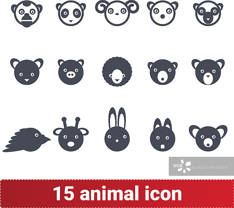 可爱的野生和家养动物及鸟类头像图标图片素材