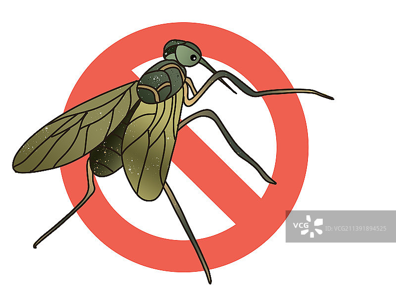 禁止符号防止蚊虫叮咬注意防范虫子吸血蚊子可爱插画素材图片素材
