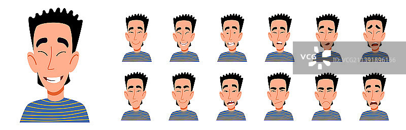 亚洲男人不同情绪套装图片素材