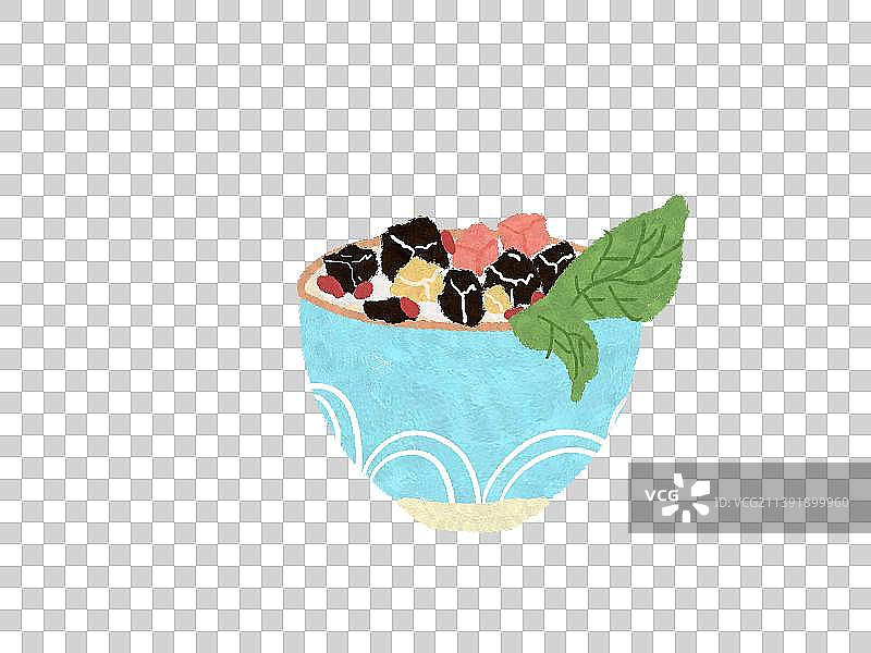 吃冰粉烧仙草下午茶奶茶零食小吃夏日降暑网红美食插画素材图像图片素材