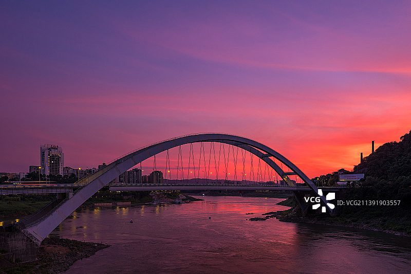 朝阳桥朝霞图片素材