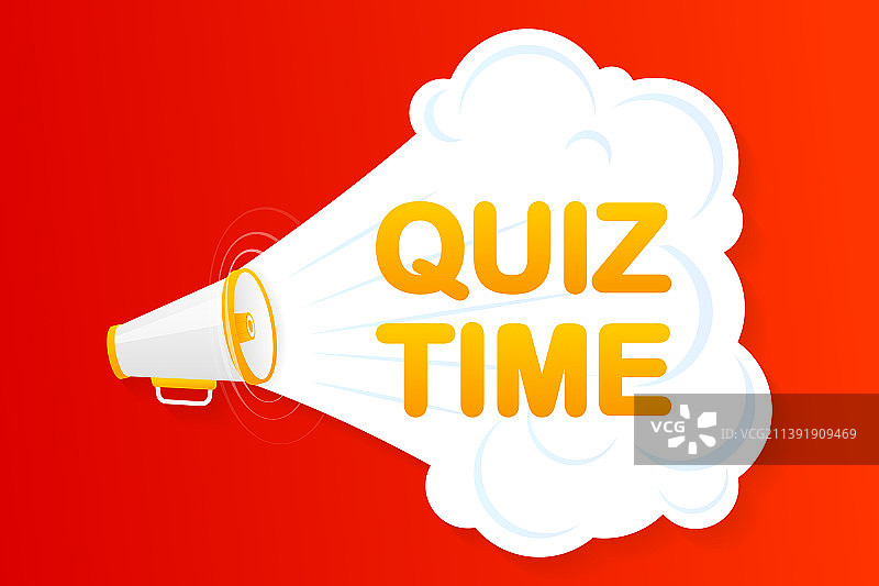 带有“测验时间”标志的红色扩音器banner图片素材