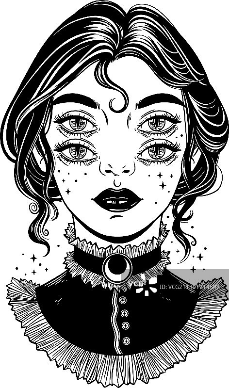 可爱的维多利亚风格四眼女巫图片素材