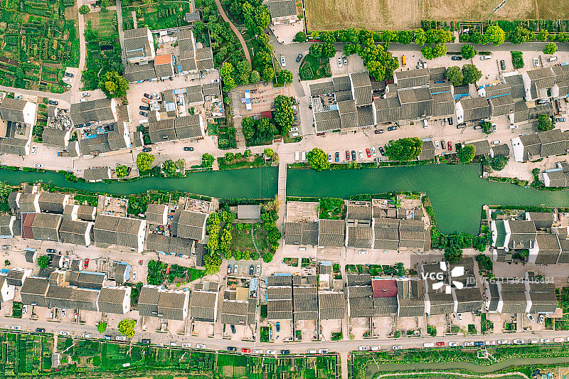 苏州高新区浒墅关花野圩夏季清晨朝阳下田园乡村风光图片素材