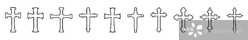 基督教十字架符号图标集图片素材