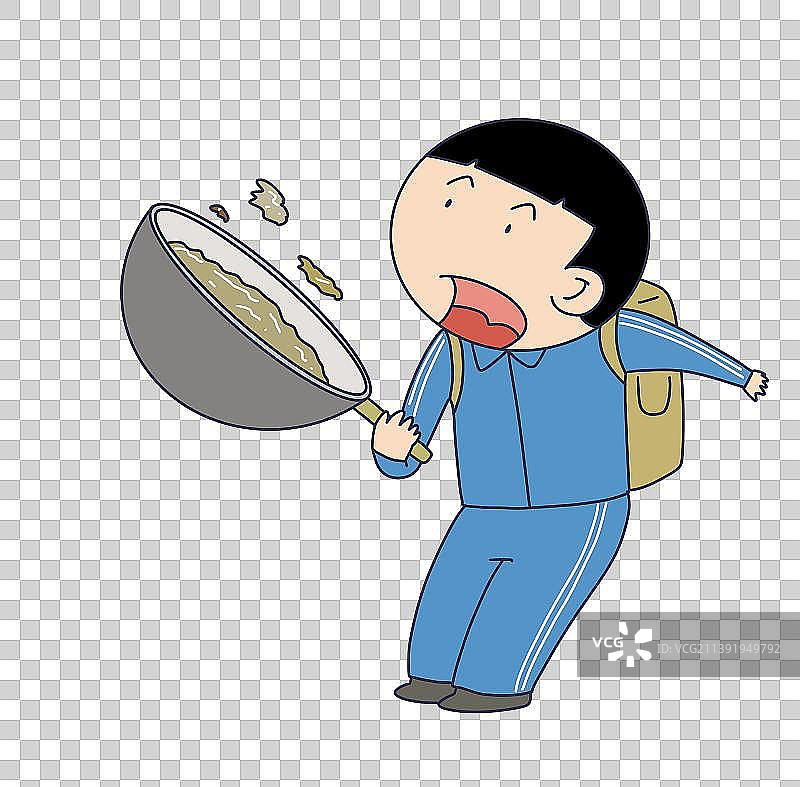 元素：学习炒菜的学生图片素材