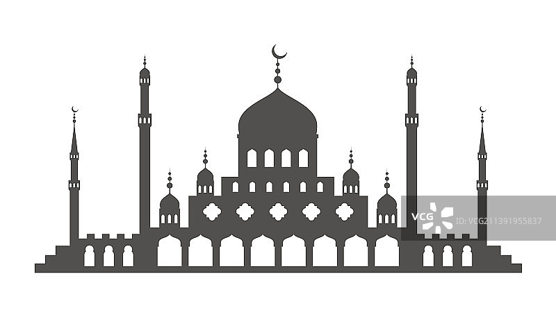 带伊斯兰宣礼塔轮廓的清真寺图片素材