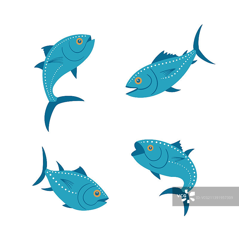 不同种类的金枪鱼游泳合集图片素材