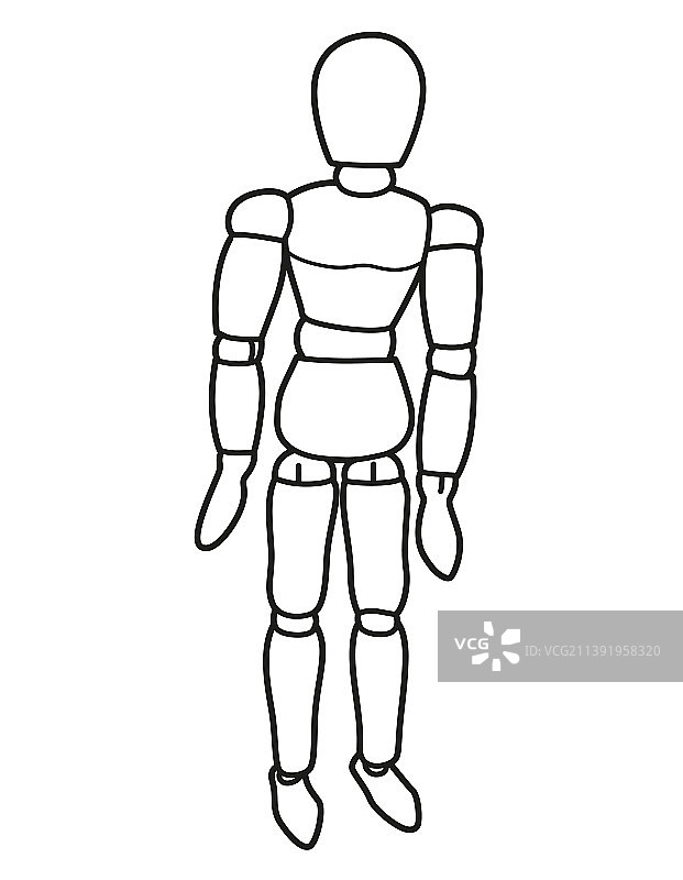 用于绘制人物轮廓的木制关节娃娃图片素材