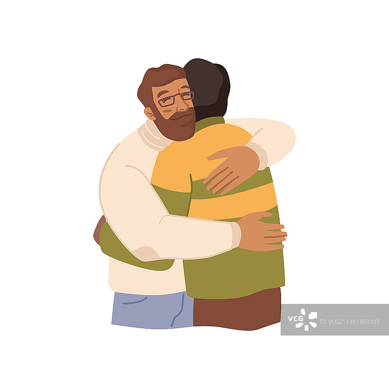 人们拥抱，男人、兄弟或朋友互相依偎图片素材
