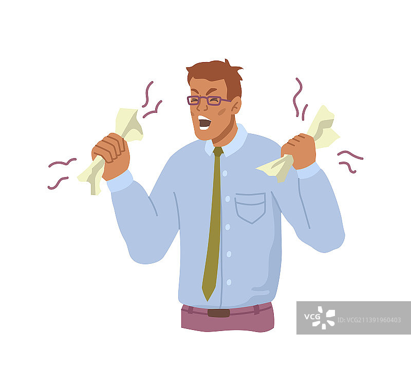 愤怒的工人拿着纸质报告图片素材