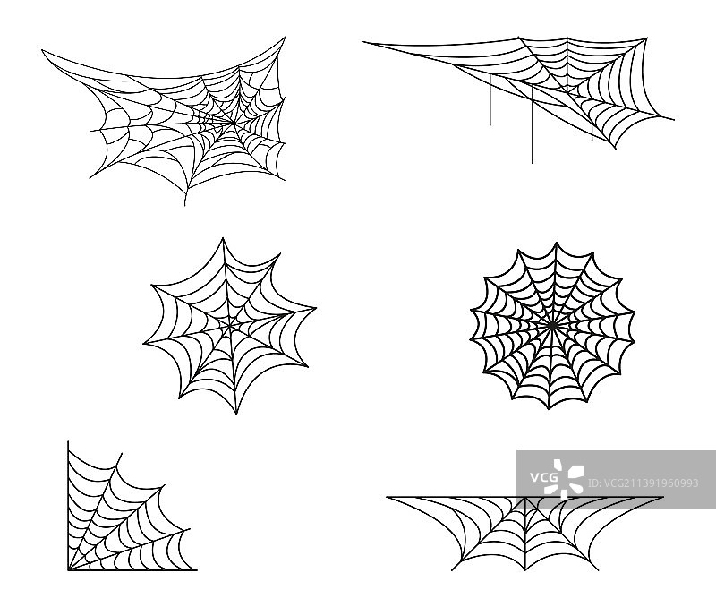 蜘蛛网线性图标万圣节线条艺术图片素材