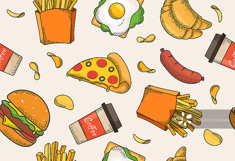 彩色快餐背景图片素材