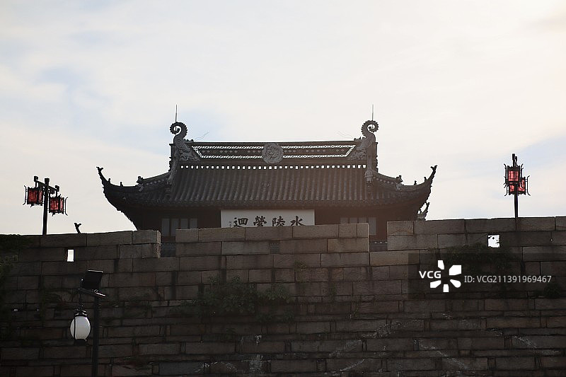 苏州-吴门桥 盘门 护城河图片素材