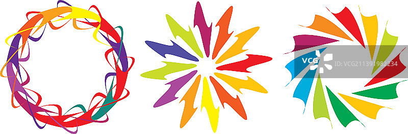 一套圆形径向几何曼荼罗图案图片素材