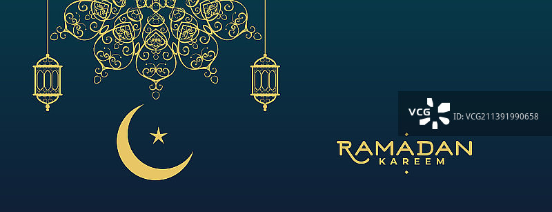 扁平风格的斋月节装饰曼陀罗banner图片素材