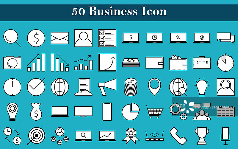 50个商业金融图标集图片素材
