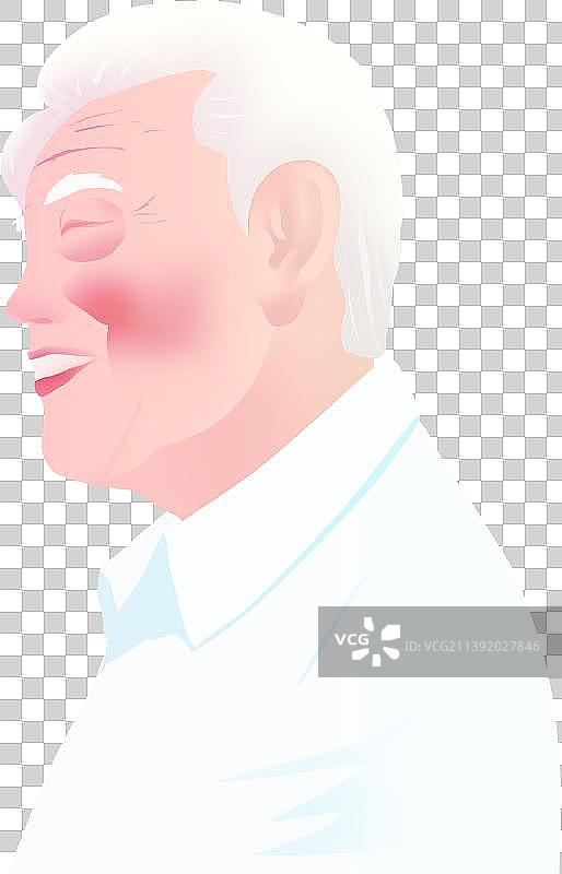 露齿微笑的幸福老年男人侧面肖像人物元素图片素材