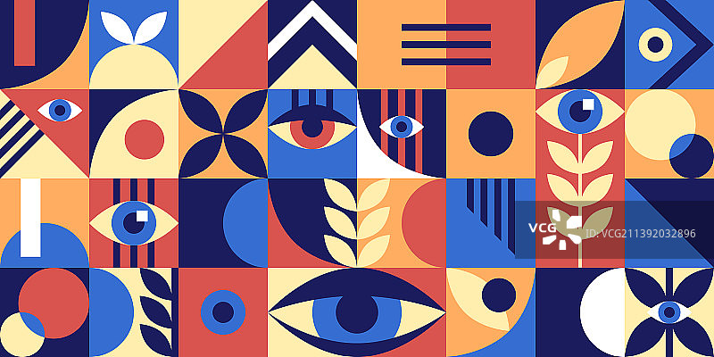 带眼睛的包豪斯几何抽象元素图片素材