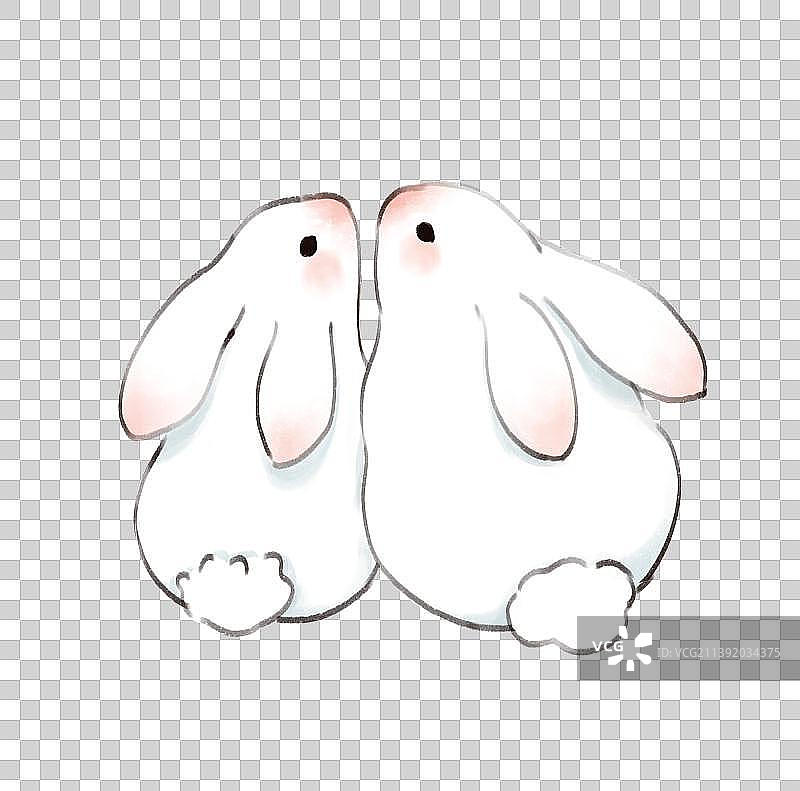 七夕节插画元素玉兔约会图片素材