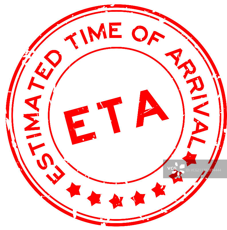 Grunge红色预计到达时间字样印章图片素材