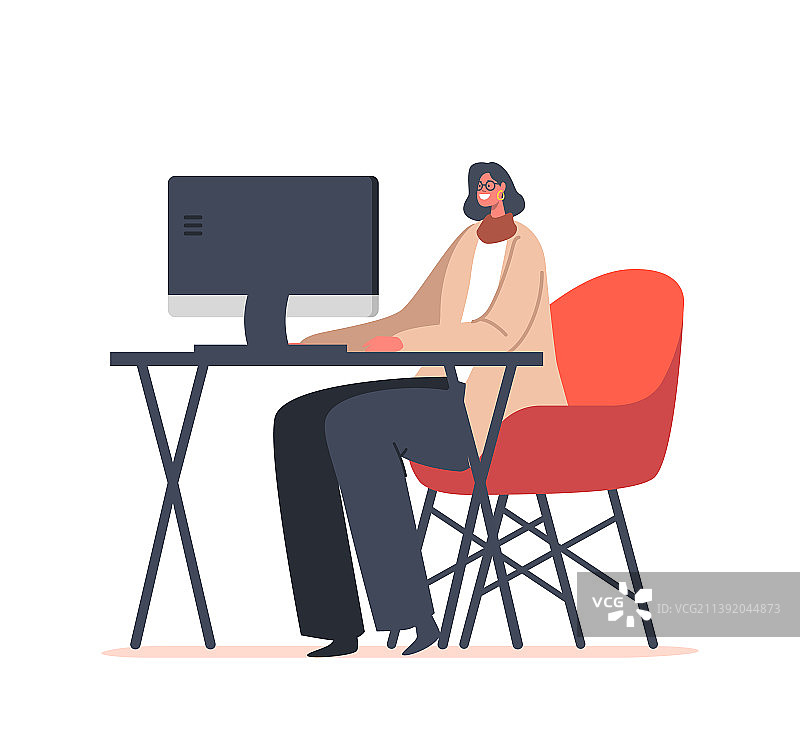 微笑的女商人或自由职业者图片素材