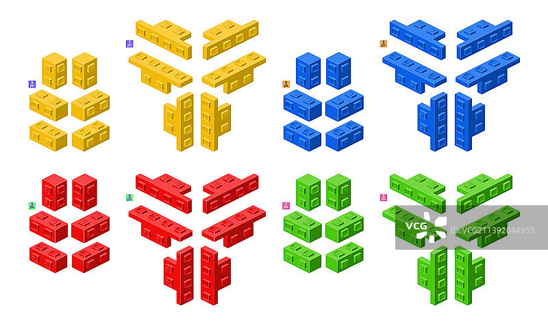 3D彩色积木套件2.5D图图片素材