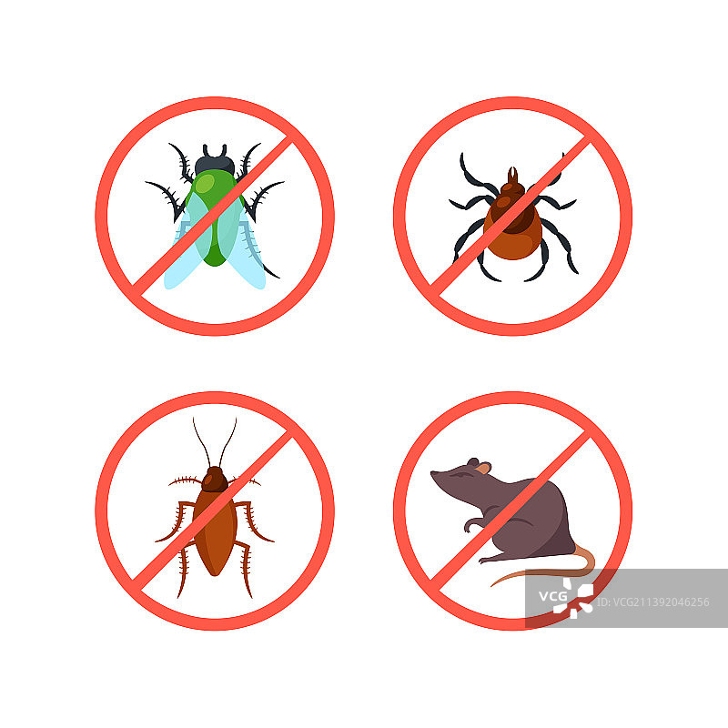 害虫防治禁止标志或图标图片素材