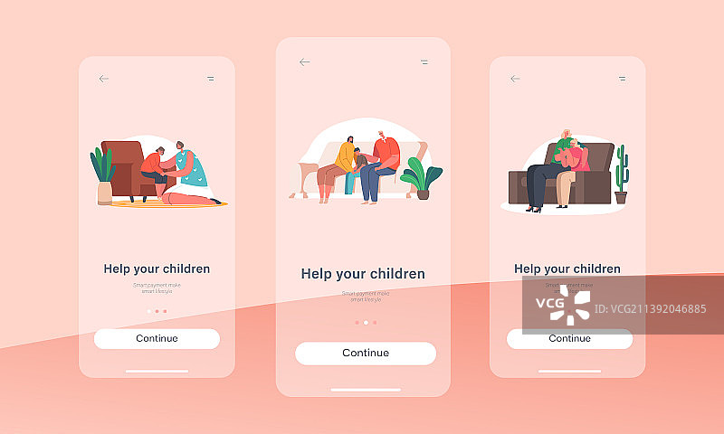 帮助您的孩子移动应用页面引导屏幕图片素材