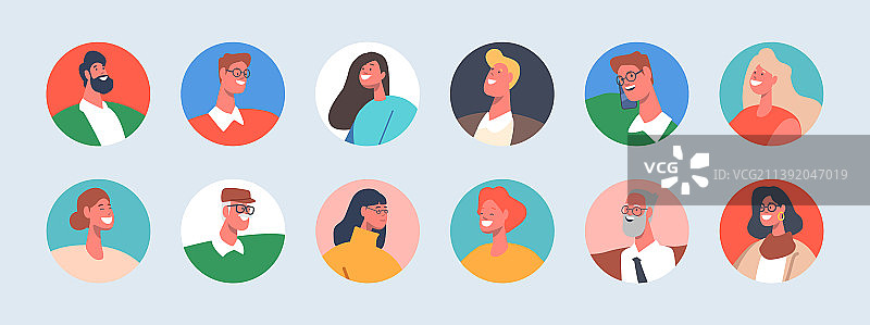 儿童、老年人和年轻人的头像图片素材