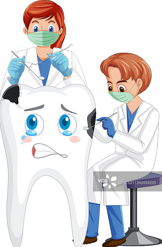 牙医使用器械检查牙齿图片素材