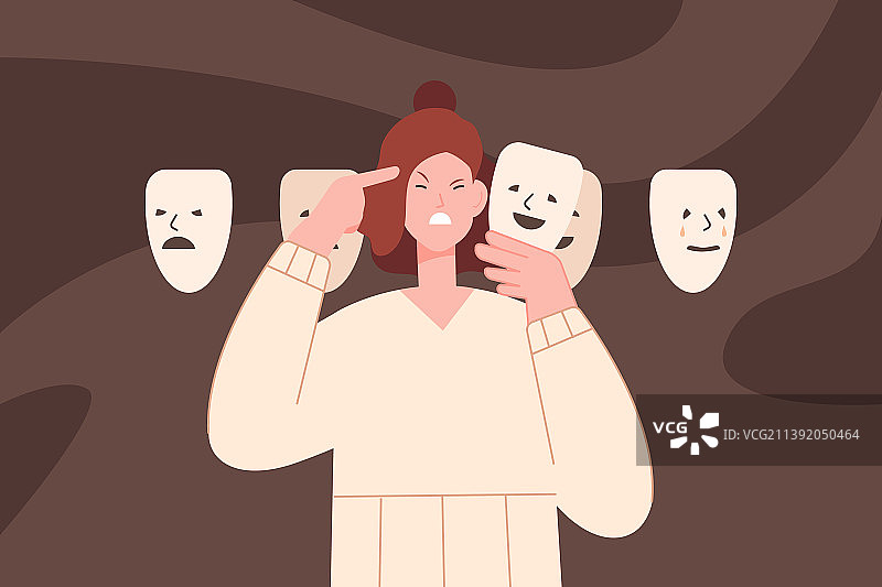 面具背后的女人面部表情图片素材